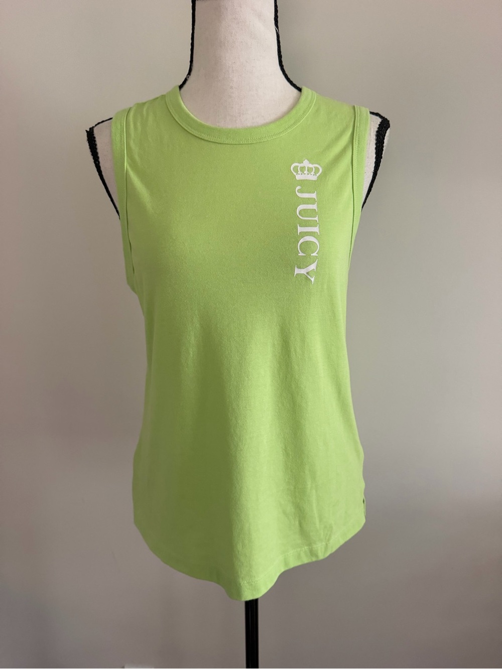 Juicy Couture Lime Green Sleeveless Tank with Vertical Logo